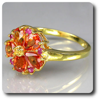 BAGUE SAPHIR ORANGE CITRINE RUBIS
