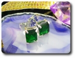 2x8mm Green Emerald Earrings