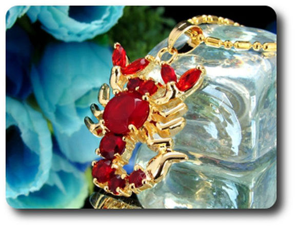 7-3 mm Red Ruby Scorpion Pendant
