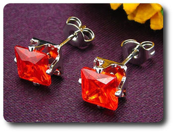 2x4mm Red Ruby Earring