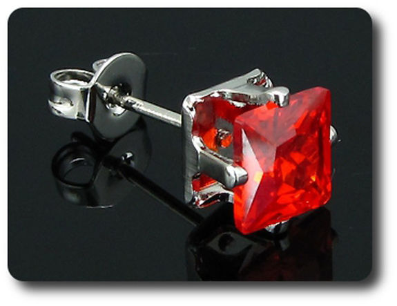 2x4mm Red Ruby Earring