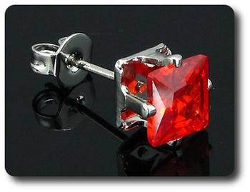 2x4mm Red Ruby Earring