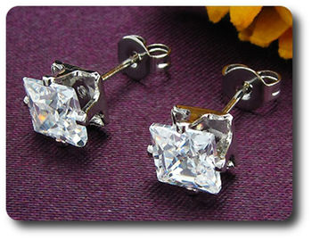 2x4mm Simulated Diamond Earrings