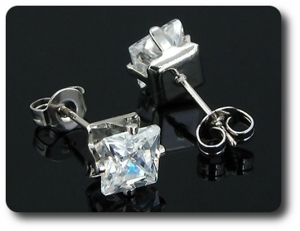 2x4mm Simulated Diamond Earrings