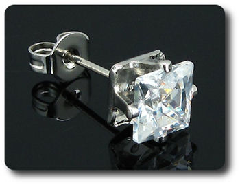 2x4mm Simulated Diamond Earrings
