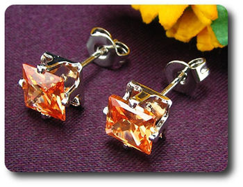 BOUCLES D'OREILLE SAPHIR ORANGE