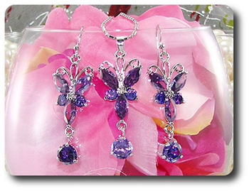 5-10mm Purple Amethyst Pendant Earrings Set
