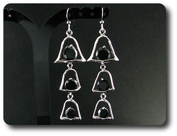 9x5~10mm Black Sapphire Pendant Earrings Set
