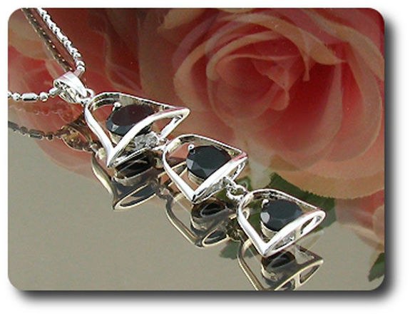 9x5~10mm Black Sapphire Pendant Earrings Set