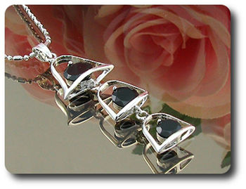 9x5~10mm Black Sapphire Pendant Earrings Set