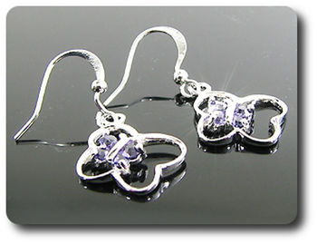 12x3mm Purple Amethyst Pendant Earrings Set