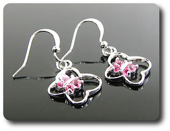 12x3mm Pink Sapphire Pendant Earrings Set