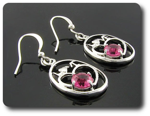 3x6mm Pink Sapphire Pendant Earrings Set