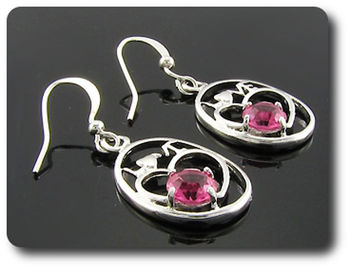 3x6mm Pink Sapphire Pendant Earrings Set