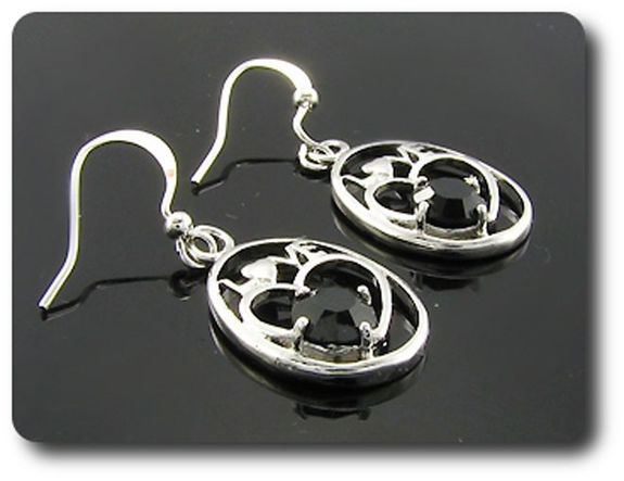 3x6mm Black Sapphire Pendant Earrings Set