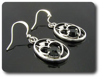 3x6mm Black Sapphire Pendant Earrings Set