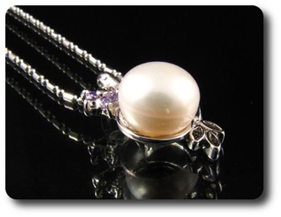 15x2mm Purple Amethyst & Pearl Pendant Earrings Set