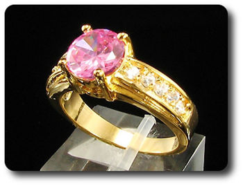 1x8mm Pink Sapphire Ring