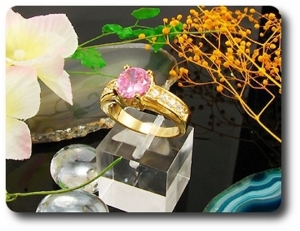 1x8mm Pink Sapphire Ring