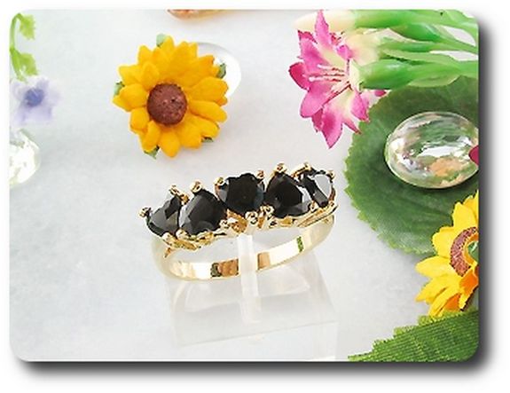 5x5mm Black Sapphire Ring