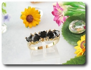 5x5mm Black Sapphire Ring