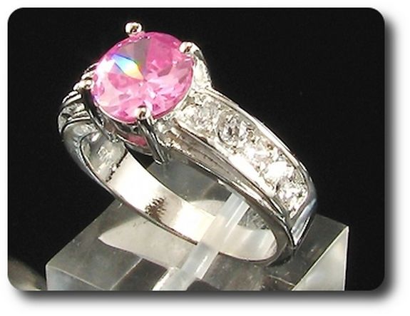 1x8mm Pink Sapphire Ring