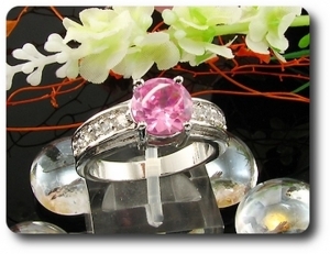 1x8mm Pink Sapphire Ring