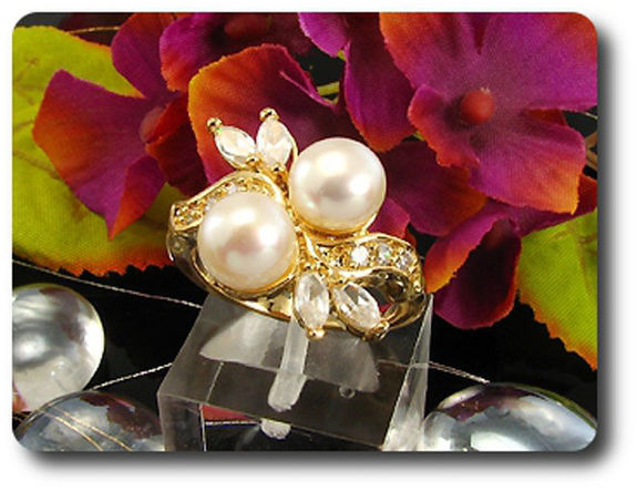 2x8mm Fresh Water Pearl Ring