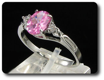 1x8mm Pink Sapphire Ring