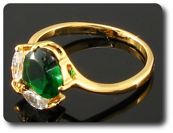1x8mm Green Emerald Ring