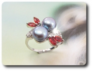 2x8mm Fresh Water Pearl Ring