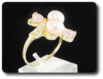 2x8mm Fresh Water Pearl Ring