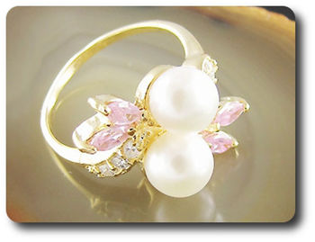 2x8mm Fresh Water Pearl Ring