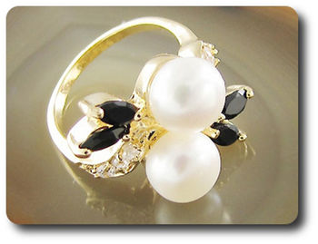2x8mm Fresh Water Pearl Ring