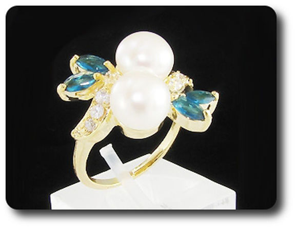 2x8mm Fresh Water Pearl Ring