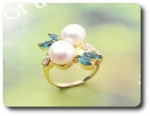 2x8mm Fresh Water Pearl Ring