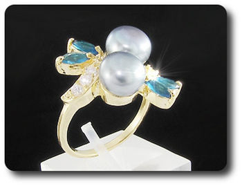 BAGUE PERLE & SAPHIR BLEU