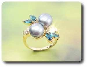 BAGUE PERLE & SAPHIR BLEU
