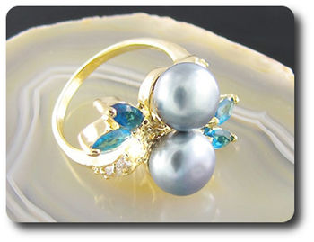 BAGUE PERLE & SAPHIR BLEU