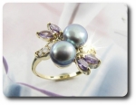 2x8mm Fresh Water Pearl Ring