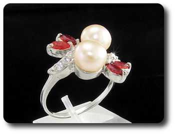 2x8mm Fresh Water Pearl Ring