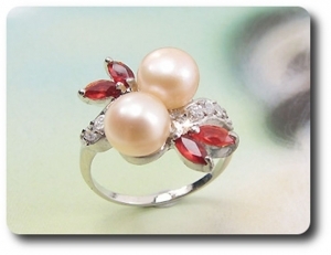 2x8mm Fresh Water Pearl Ring