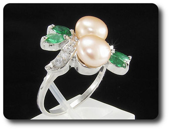 2x8mm Fresh Water Pearl Ring