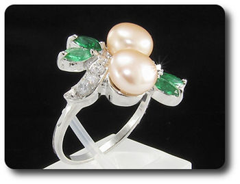 2x8mm Fresh Water Pearl Ring