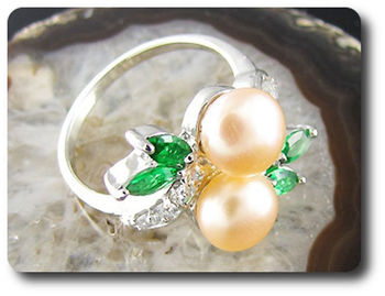 2x8mm Fresh Water Pearl Ring