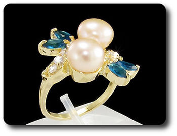 2x8mm Fresh Water Pearl Ring