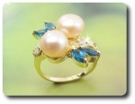 2x8mm Fresh Water Pearl Ring