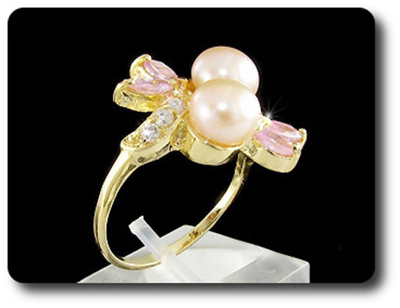 2x8mm Fresh Water Pearl Ring