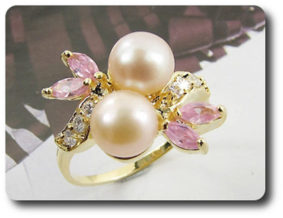 2x8mm Fresh Water Pearl Ring