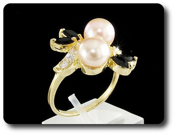 2x8mm Fresh Water Pearl Ring